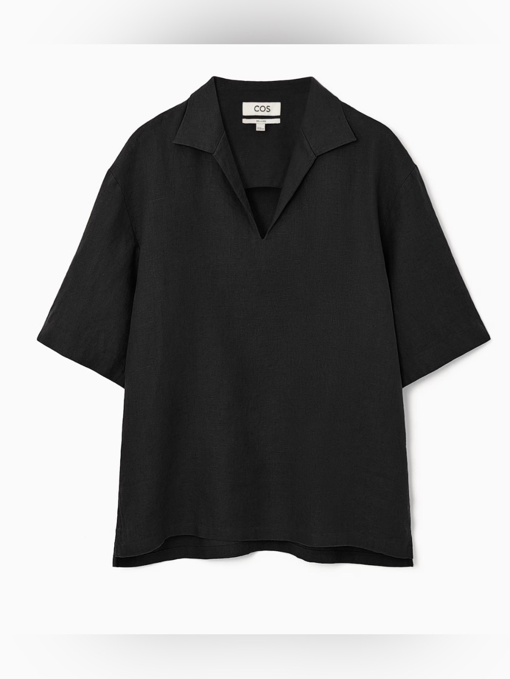COS Relaxed Linen Resort Shirt Black Men’s , XS